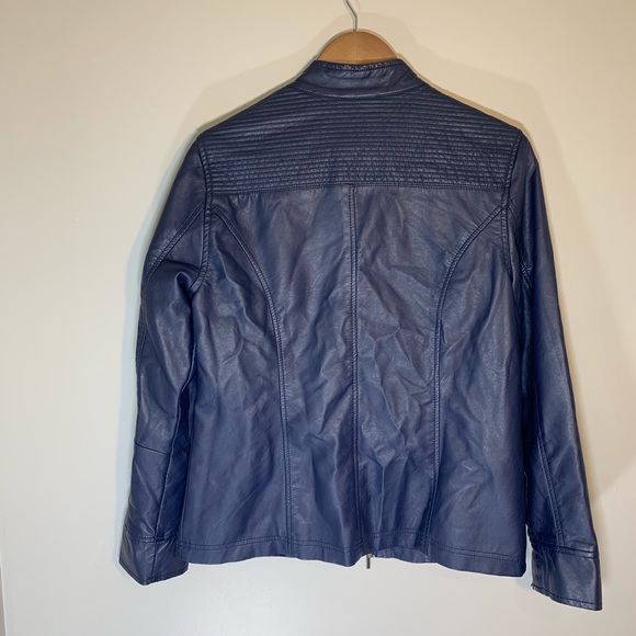 ⭐️3/$15 5/$25⭐️ Blue Vegan Leather Jacket! - Picture 7 of 8